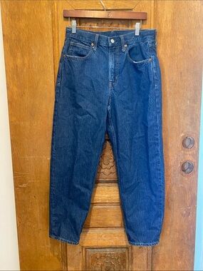 GAP barrel leg high rise denim Jean 27 4 dark medium wash